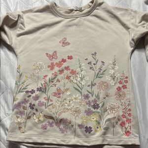 Cream and Pink Floral Short Sleeve Tee